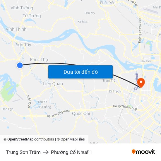 Trung Sơn Trầm to Phường Cổ Nhuế 1 map