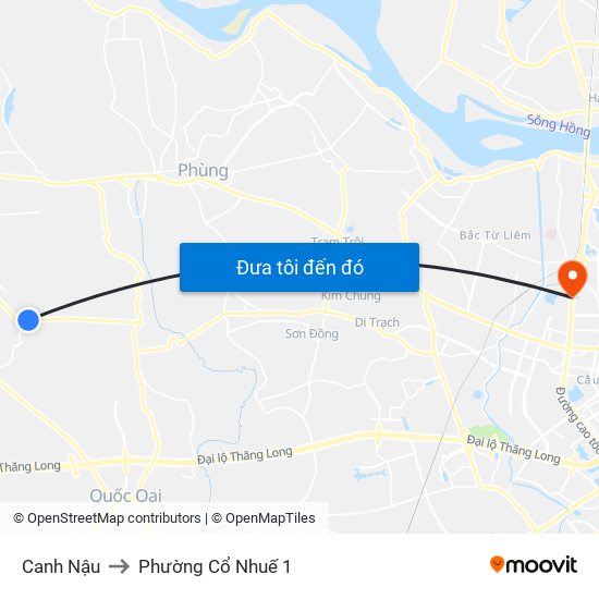 Canh Nậu to Phường Cổ Nhuế 1 map