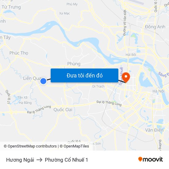 Hương Ngải to Phường Cổ Nhuế 1 map