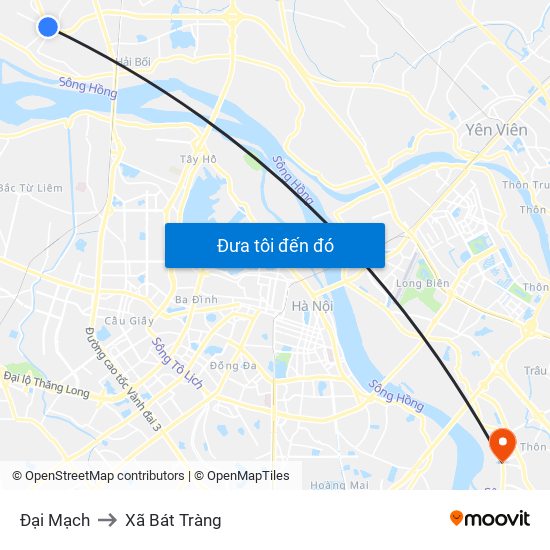 Đại Mạch to Xã Bát Tràng map