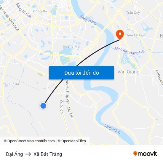 Đại Áng to Xã Bát Tràng map