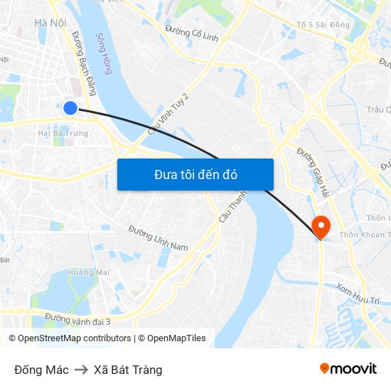 Đống Mác to Xã Bát Tràng map