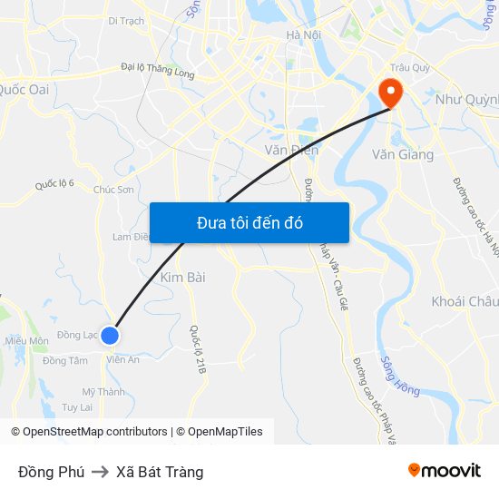 Đồng Phú to Xã Bát Tràng map