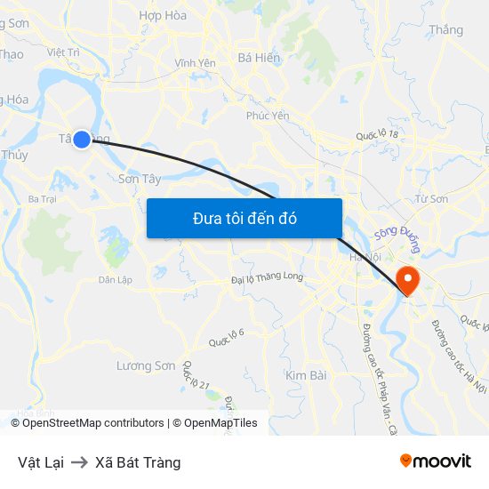 Vật Lại to Xã Bát Tràng map