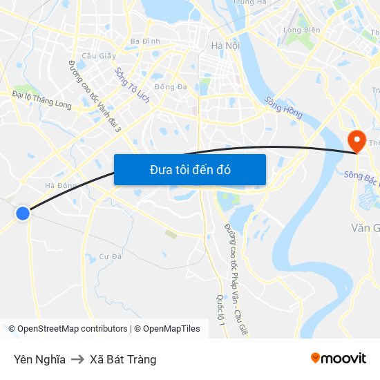 Yên Nghĩa to Xã Bát Tràng map