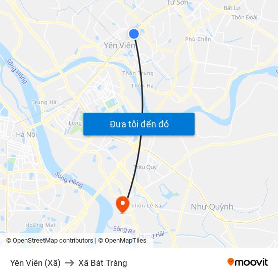 Yên Viên (Xã) to Xã Bát Tràng map