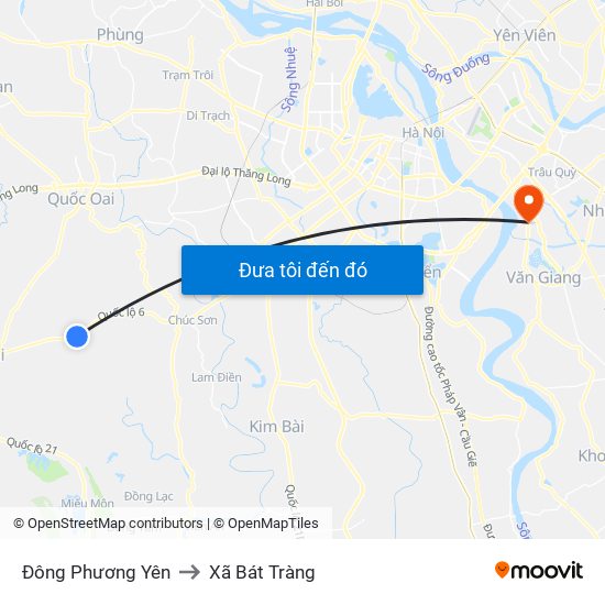 Đông Phương Yên to Xã Bát Tràng map