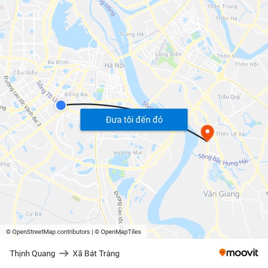 Thịnh Quang to Xã Bát Tràng map