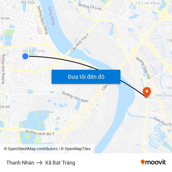 Thanh Nhàn to Xã Bát Tràng map