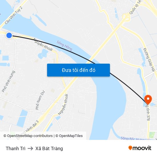 Thanh Trì to Xã Bát Tràng map