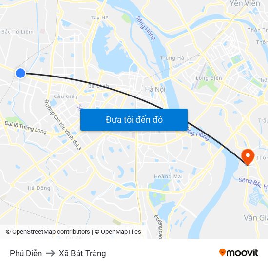 Phú Diễn to Xã Bát Tràng map