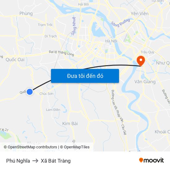 Phú Nghĩa to Xã Bát Tràng map