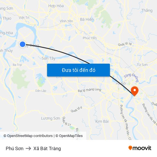 Phú Sơn to Xã Bát Tràng map