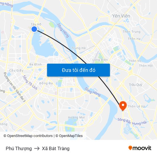 Phú Thượng to Xã Bát Tràng map