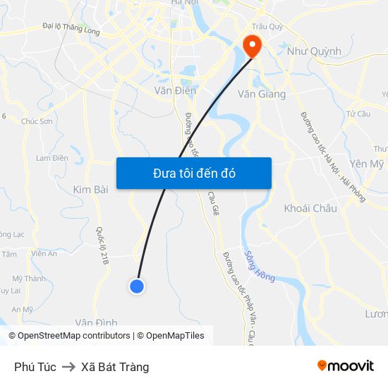 Phú Túc to Xã Bát Tràng map