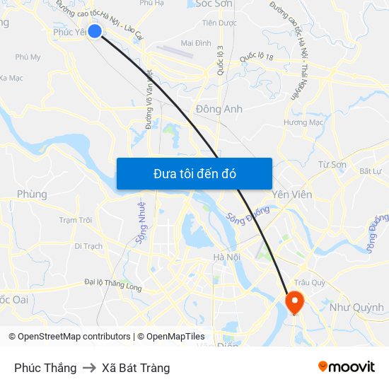 Phúc Thắng to Xã Bát Tràng map