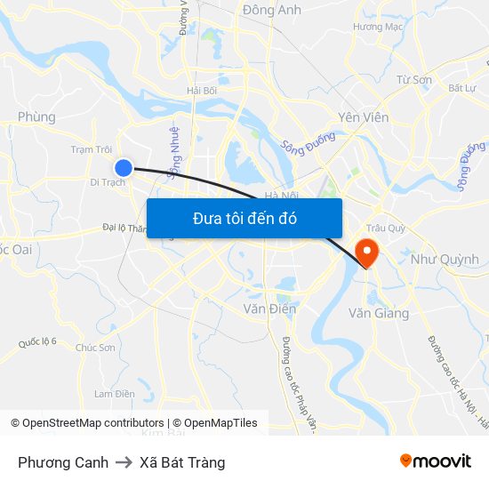 Phương Canh to Xã Bát Tràng map