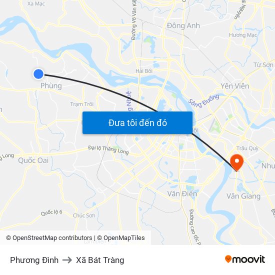 Phương Đình to Xã Bát Tràng map