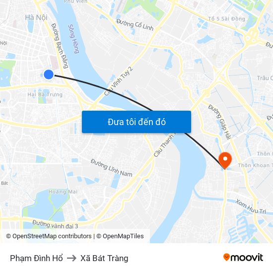 Phạm Đình Hổ to Xã Bát Tràng map