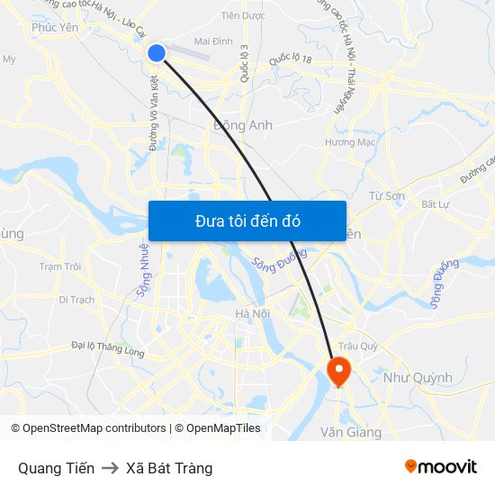 Quang Tiến to Xã Bát Tràng map