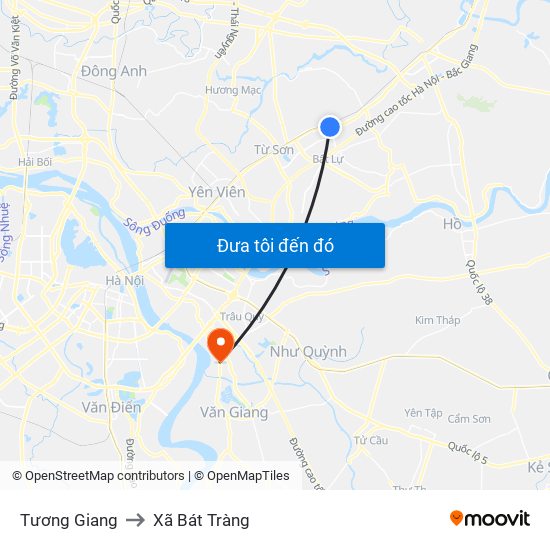 Tương Giang to Xã Bát Tràng map