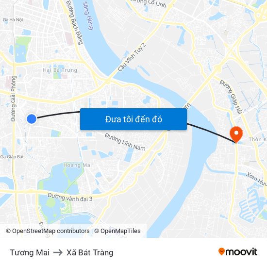 Tương Mai to Xã Bát Tràng map