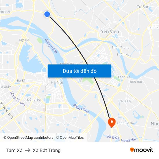 Tầm Xá to Xã Bát Tràng map