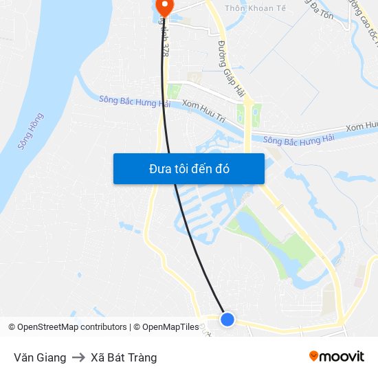 Văn Giang to Xã Bát Tràng map