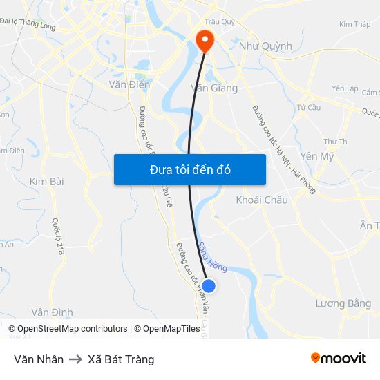 Văn Nhân to Xã Bát Tràng map