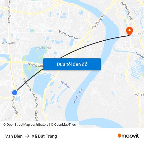 Văn Điển to Xã Bát Tràng map