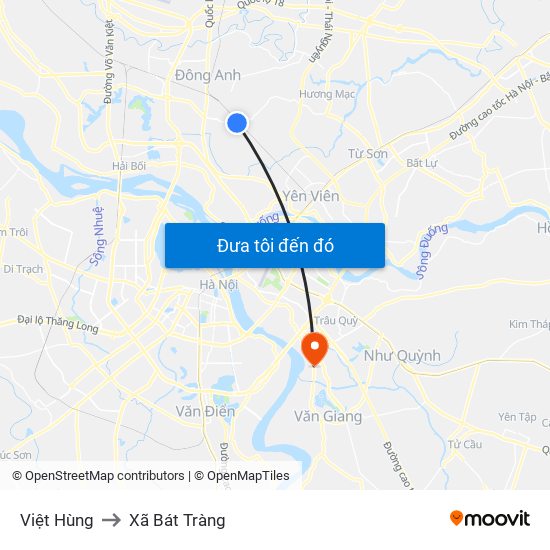 Việt Hùng to Xã Bát Tràng map