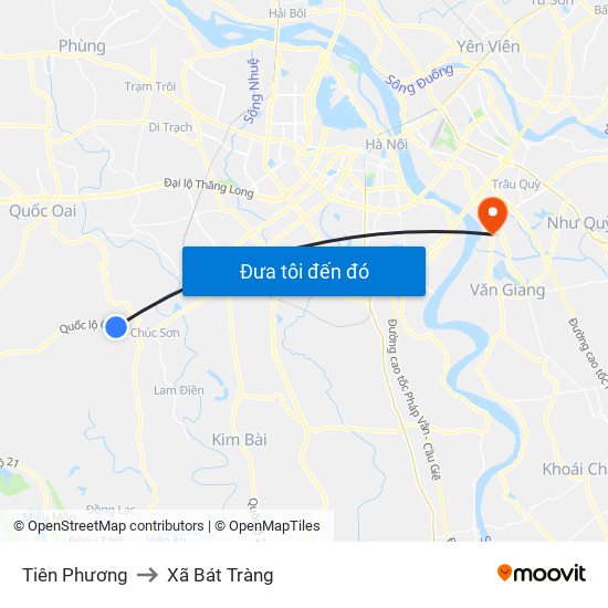 Tiên Phương to Xã Bát Tràng map