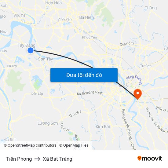 Tiên Phong to Xã Bát Tràng map