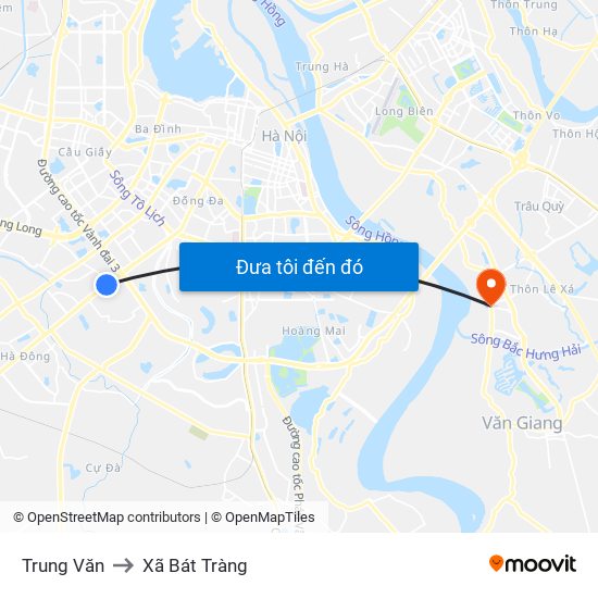 Trung Văn to Xã Bát Tràng map