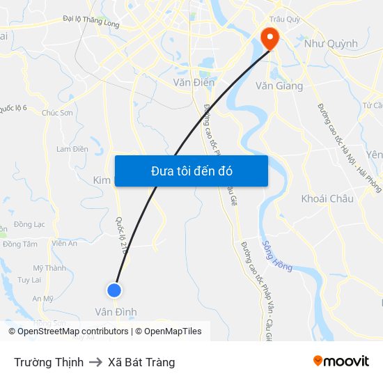 Trường Thịnh to Xã Bát Tràng map