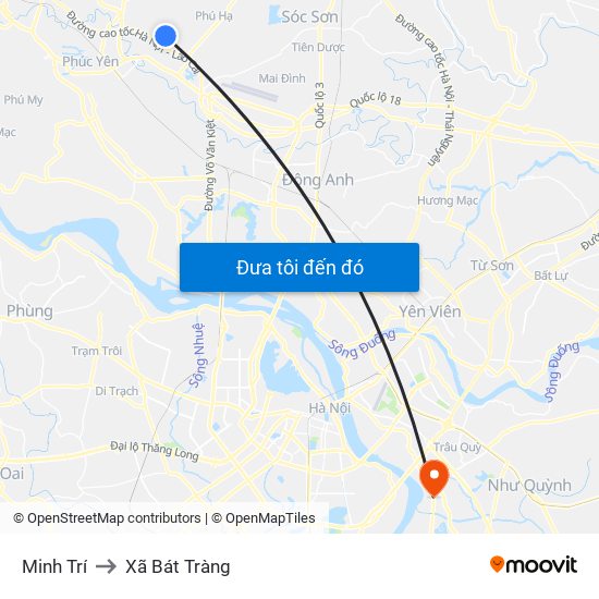 Minh Trí to Xã Bát Tràng map