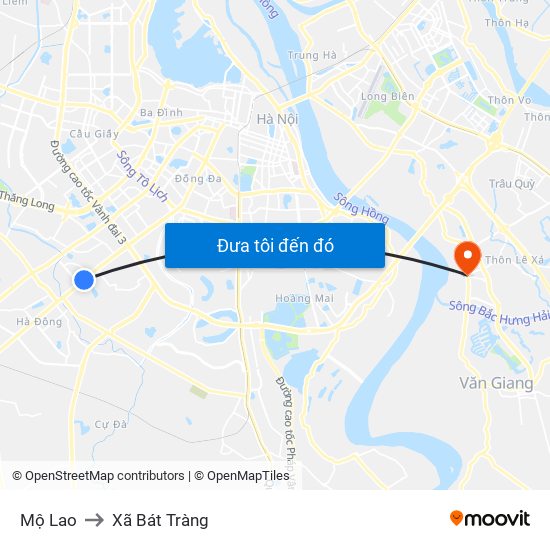 Mộ Lao to Xã Bát Tràng map