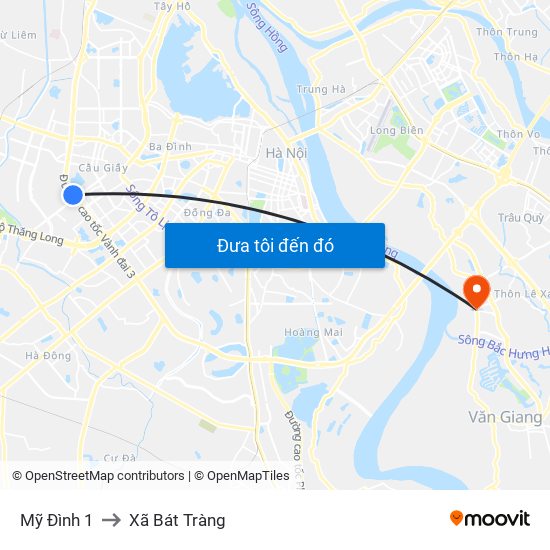 Mỹ Đình 1 to Xã Bát Tràng map