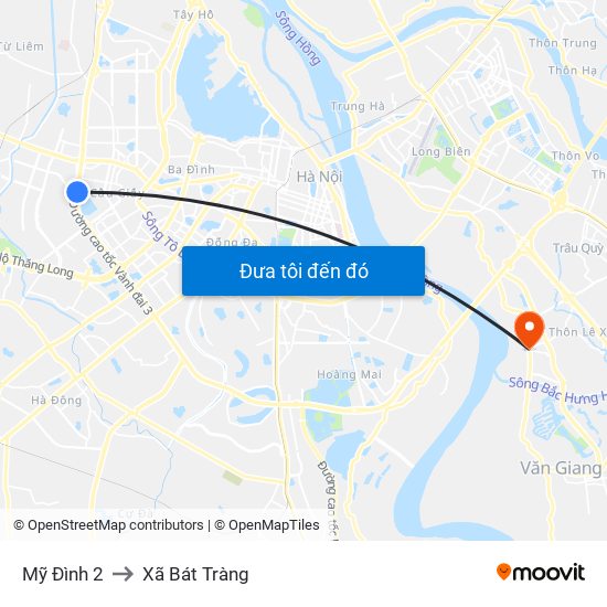 Mỹ Đình 2 to Xã Bát Tràng map