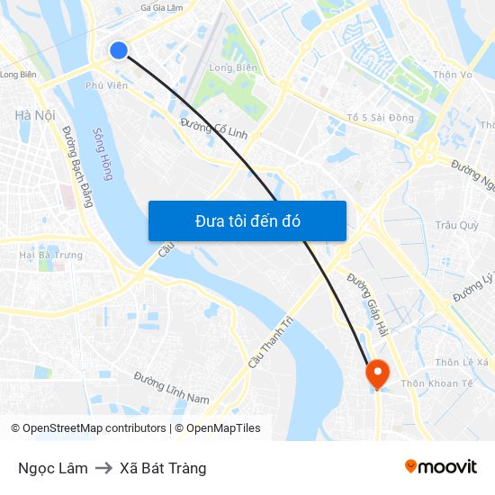 Ngọc Lâm to Xã Bát Tràng map