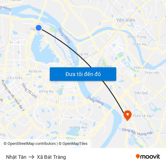 Nhật Tân to Xã Bát Tràng map