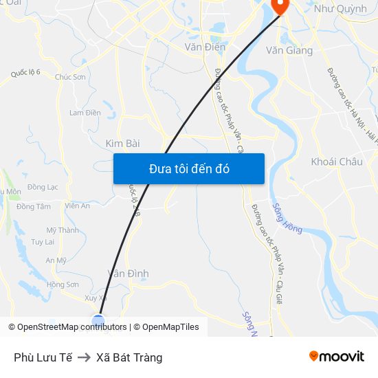 Phù Lưu Tế to Xã Bát Tràng map