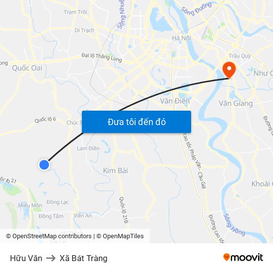 Hữu Văn to Xã Bát Tràng map
