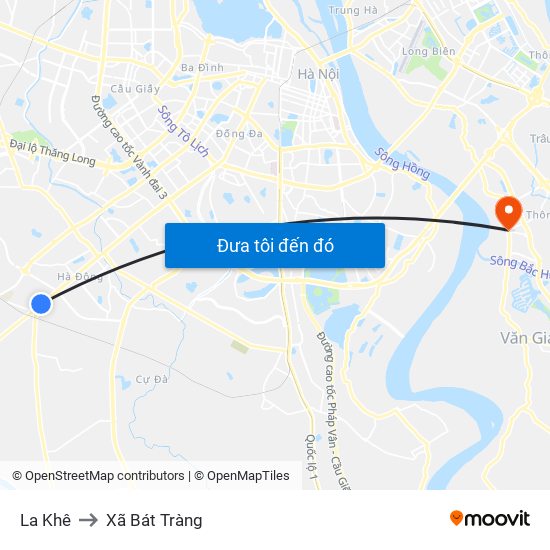 La Khê to Xã Bát Tràng map