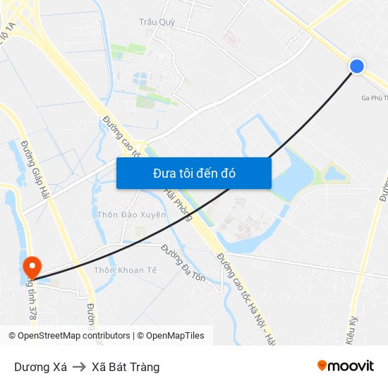 Dương Xá to Xã Bát Tràng map