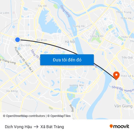 Dịch Vọng Hậu to Xã Bát Tràng map