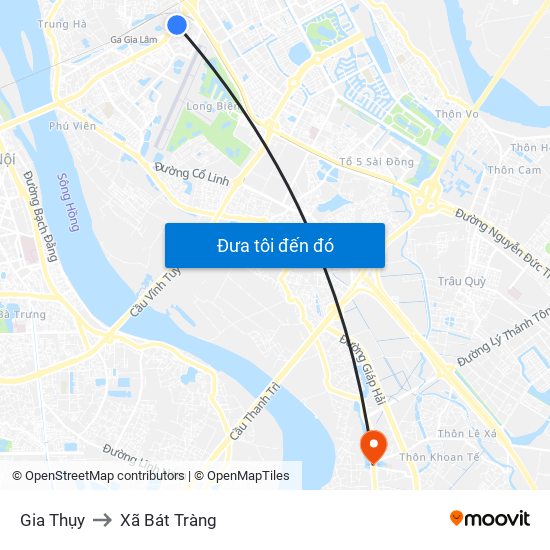 Gia Thụy to Xã Bát Tràng map