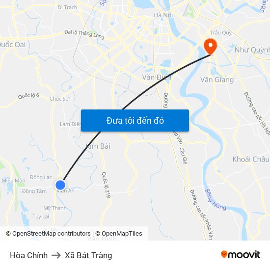 Hòa Chính to Xã Bát Tràng map