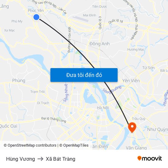 Hùng Vương to Xã Bát Tràng map