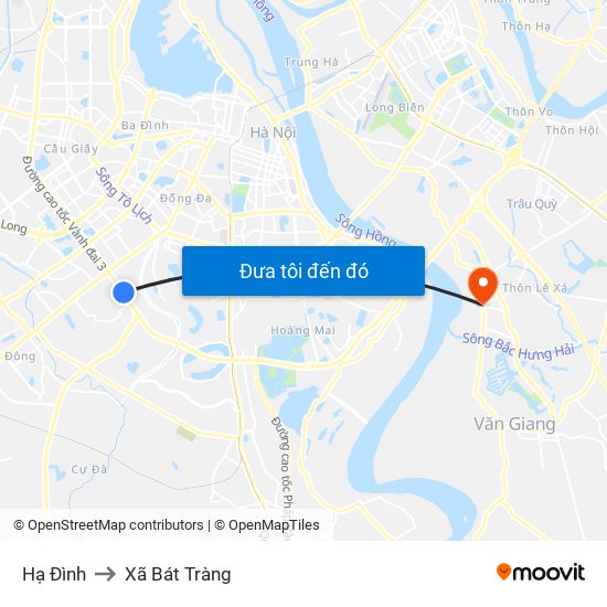 Hạ Đình to Xã Bát Tràng map